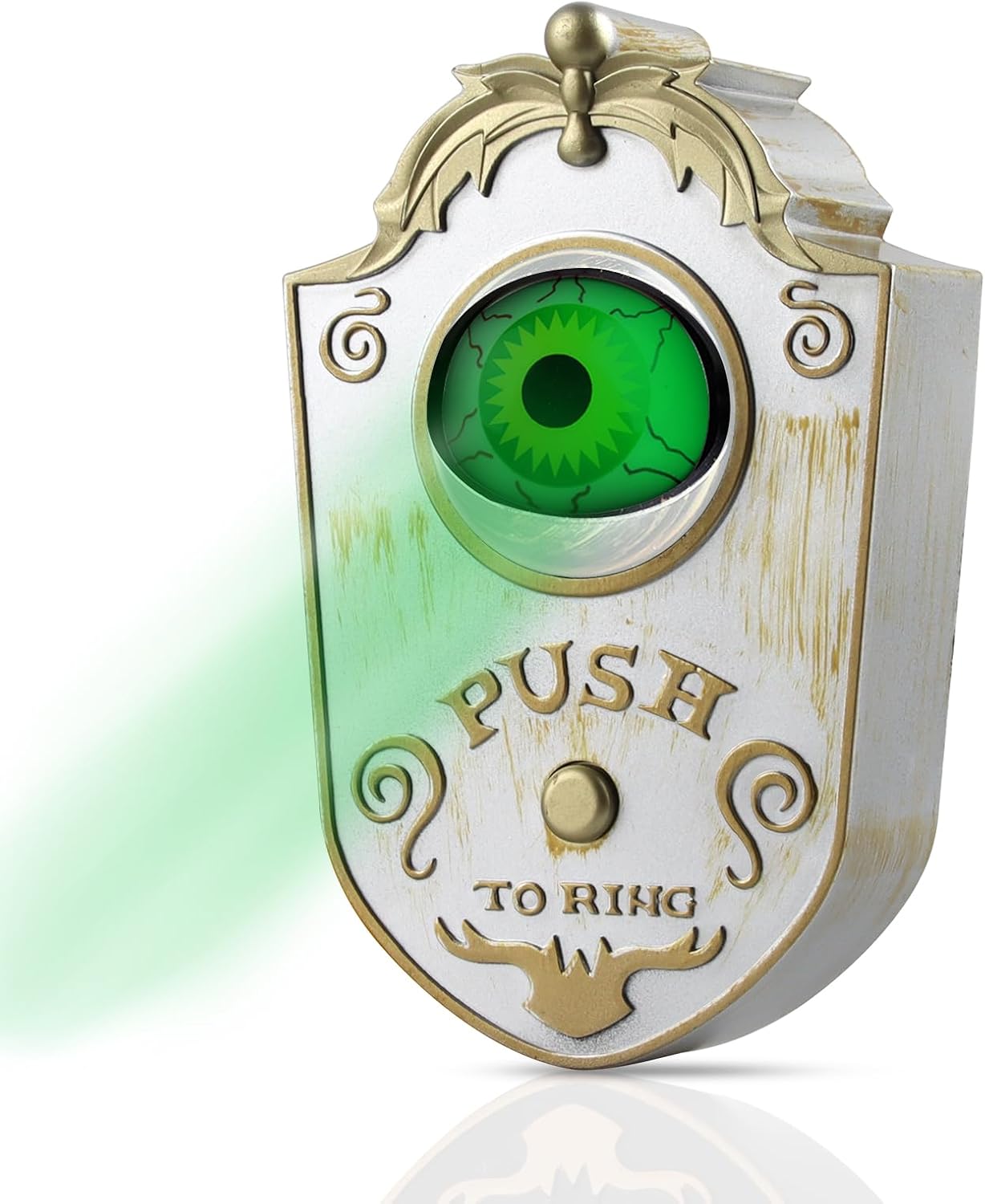 Halloween Doorbell Decorations, Animated Eyeball Doorbell with Scary Sounds Spooky Witch Accessory with Illuminated Eyeglobe for Party Haunted House Party