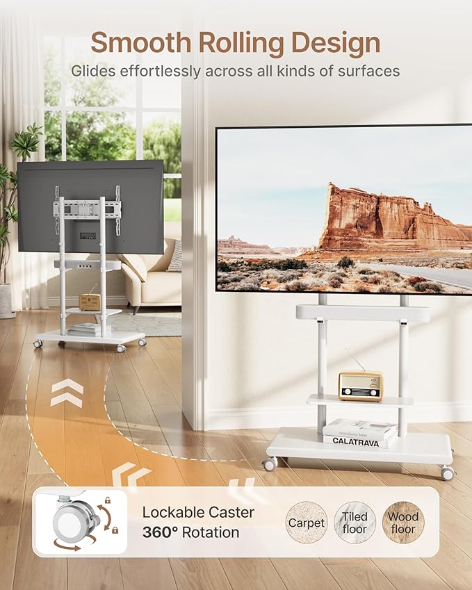 ECOTINY Steel Base Rolling TV Stand - Image 3