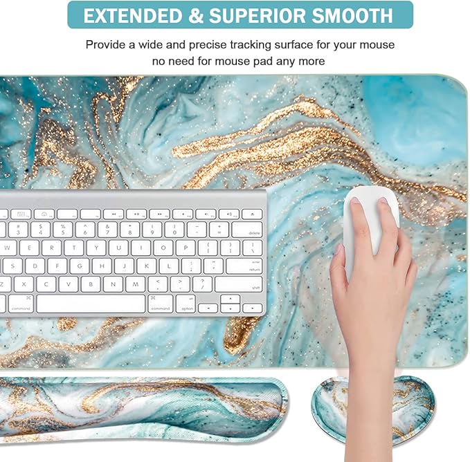 Keyboard Mouse Pad Set, Extended Mouse Pad+Keyboard Wrist Rest Support - Image 4