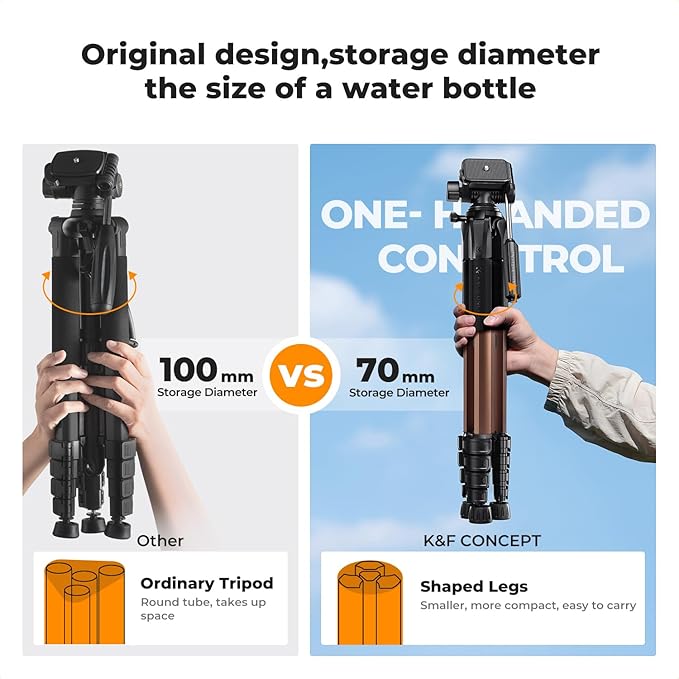 K&F CONCEPT Camera Tripod, Cellphone Clip - Image 2