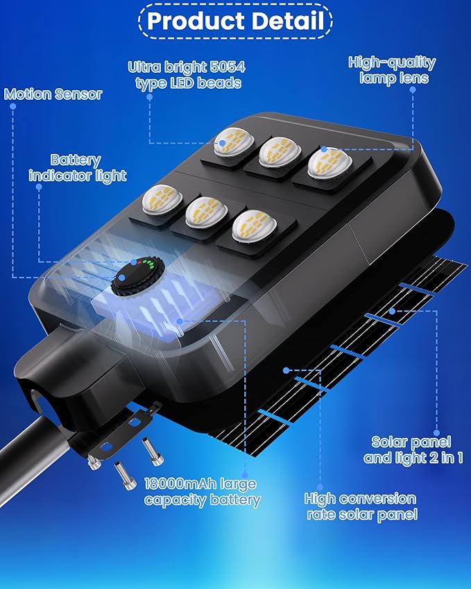 Gefolly G-5000W Solar Street Light Outdoor, Wide Angle Commercial Parking Lot - Image 5