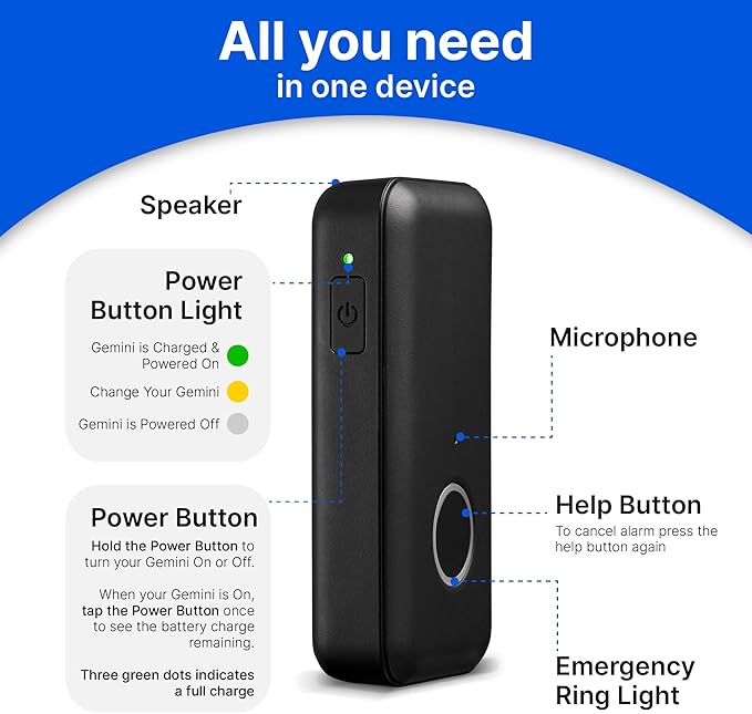 Home&Wellness Senior Safety Gemini Go Anywhere Medical Alert Device Button - Image 3