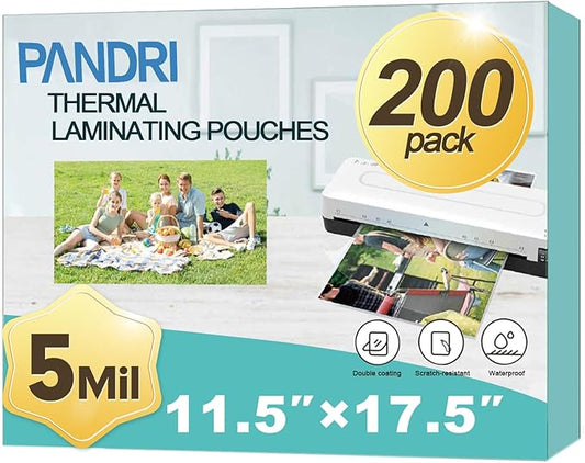Laminating Sheets, PANDRI 200 Pack 5 Mil Thermal Laminating Pouches Holds 11 x by PANDRI