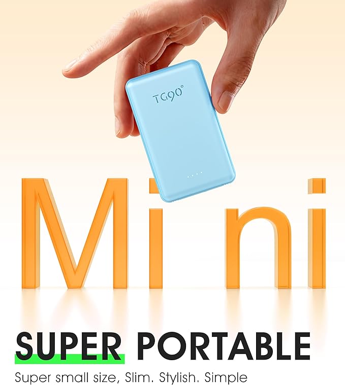 TG90° Portable Charger Built-in AC Wall Plug and Cables, Slim Fast Charging - Image 3