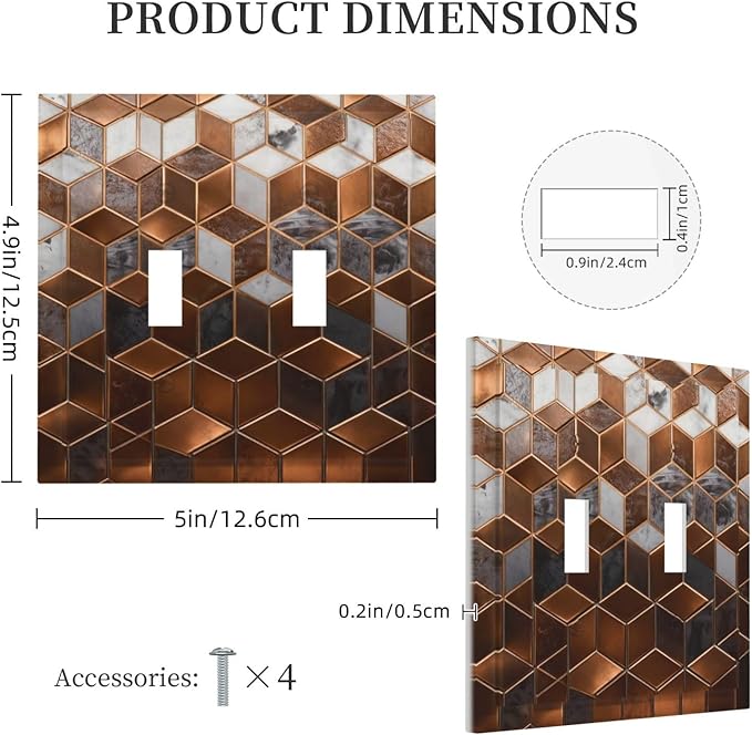 Bvtewkhz Brown Abstract Luxury Modern Geometric Cubic Marble 2 Gang Double - Image 4