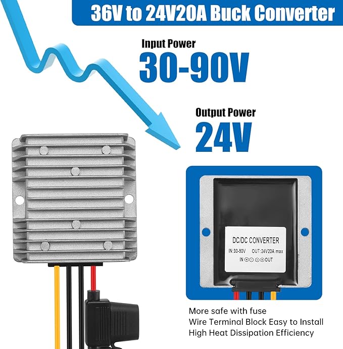 BEYIMEI DC 30V-90V to 24V 20A 480W Waterproof Step-Down Power Converter DC - Image 2