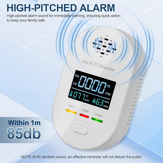 4-in-1 Natural Gas Leak Detector & Carbon Monoxide Detectors, Plug in CO and - Image 7