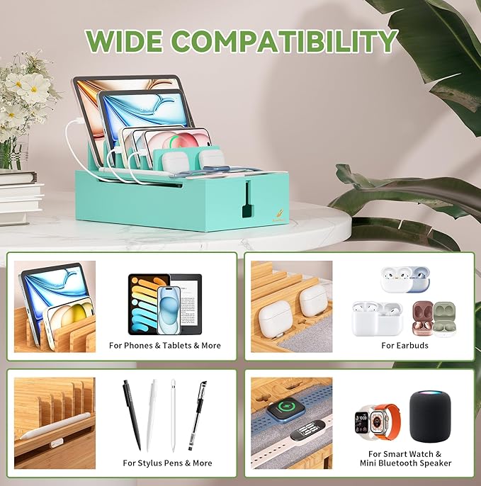 Pezin & Hulin Bamboo Charging Station, Electronic Devices Organizer - Image 5