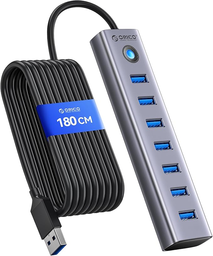 ORICO 7-Port USB 3.0 Hub, Aluminum USB Multiple Adapter, 5Gbps USB Extender USB by ORICO