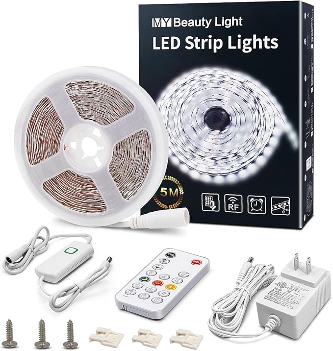 MY BEAUTY LIGHT White LED Strip Lights, 16.4ft Dimmable LED Light Strip by MYBEAUTYLIGHT