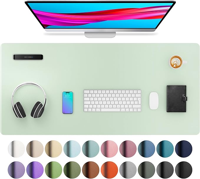 Aothia Large PU Leather Desk Pad Protector – Non-Slip Mouse Pad & Writing Mat by AothiaSimpleNaturalUnique