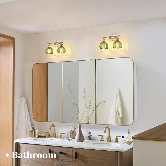 Shenmoyl Bathroom Light Fixtures, 2-Light Vanity Wall Light Over Mirror - Image 2