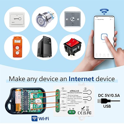 DieseRC 2 Channels WiFi Smart Switch, AC 90V-250V 220V Passive Output Relay - Image 3