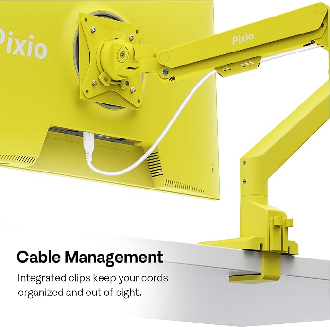 Pixio PS1S Wave Yellow Single Monitor Arm Stand Desk Mount - Image 5