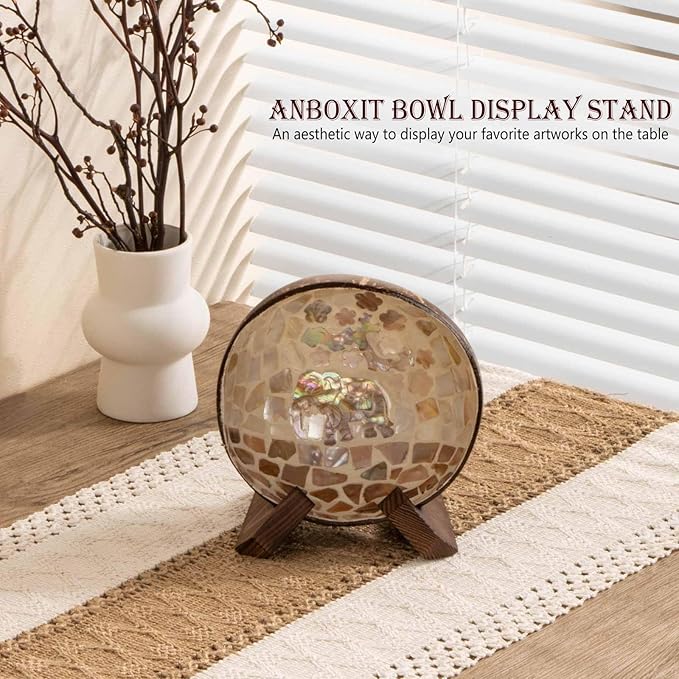 ANBOXIT Bowl Stands for Display, 3 Pack 3.5 Inch Plate Holder, Wooden Easel - Image 2
