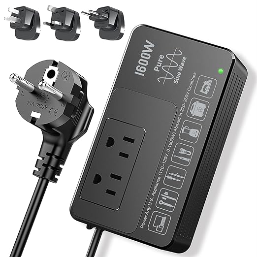 HYTED 1600W 220V to 110V Voltage Converter, Power Any American Appliances in by Hyted