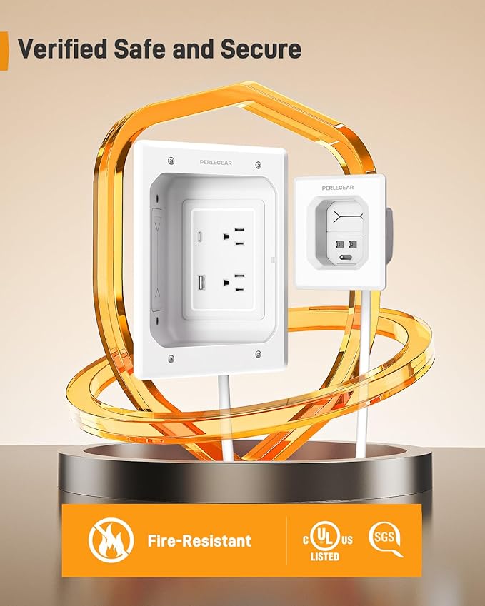 Perlegear TV in-Wall Cable Management Kit, USB and Typ C Ports Cord Hider - Image 4