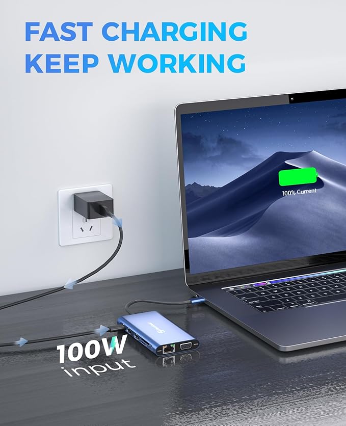 UtechSmart 11 in 1 Docking Station, Triple Monitors USBC Laptop Docking Station - Image 4