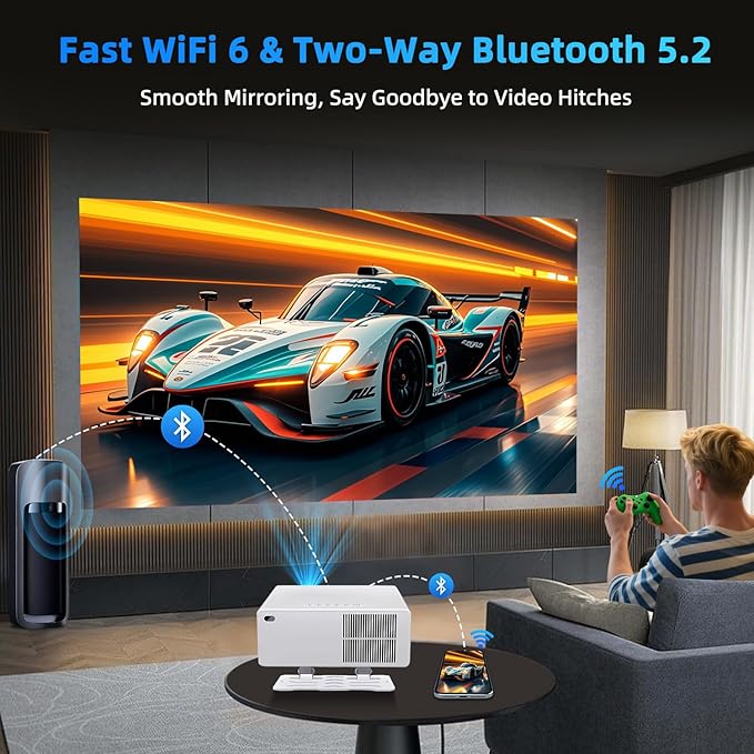 Smart Mini Projector with WiFi 6 and Bluetooth, 4K Support Outdoor Movie - Image 7