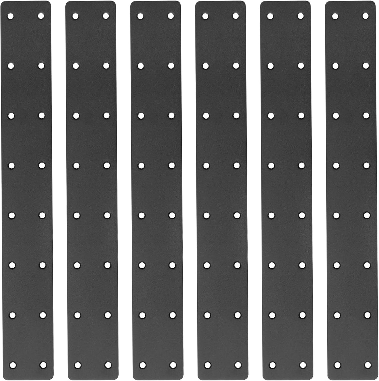6 Pack 14-3/4" x 2" Black Flat Mending Plate, Metal Steel Long Bracket | For Wood Repair and Splice