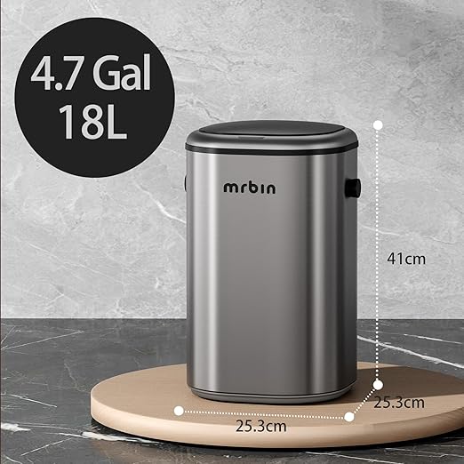 MRBIN Stainless Steel Adsorption Motion Sensor Trash Can Removable, 18L / - Image 8