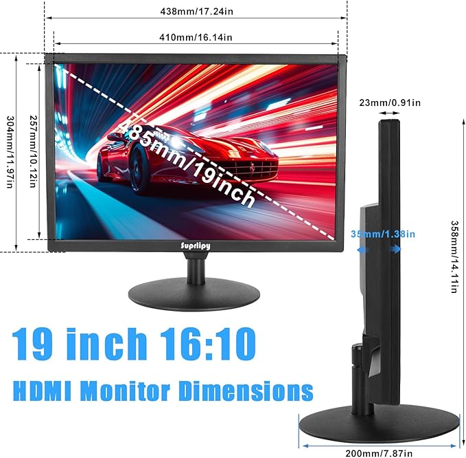 Suprlipy 19 inch FHD Small IPS Monitor LCD Display Screen 1440x900 60Hz 16:10 - Image 7