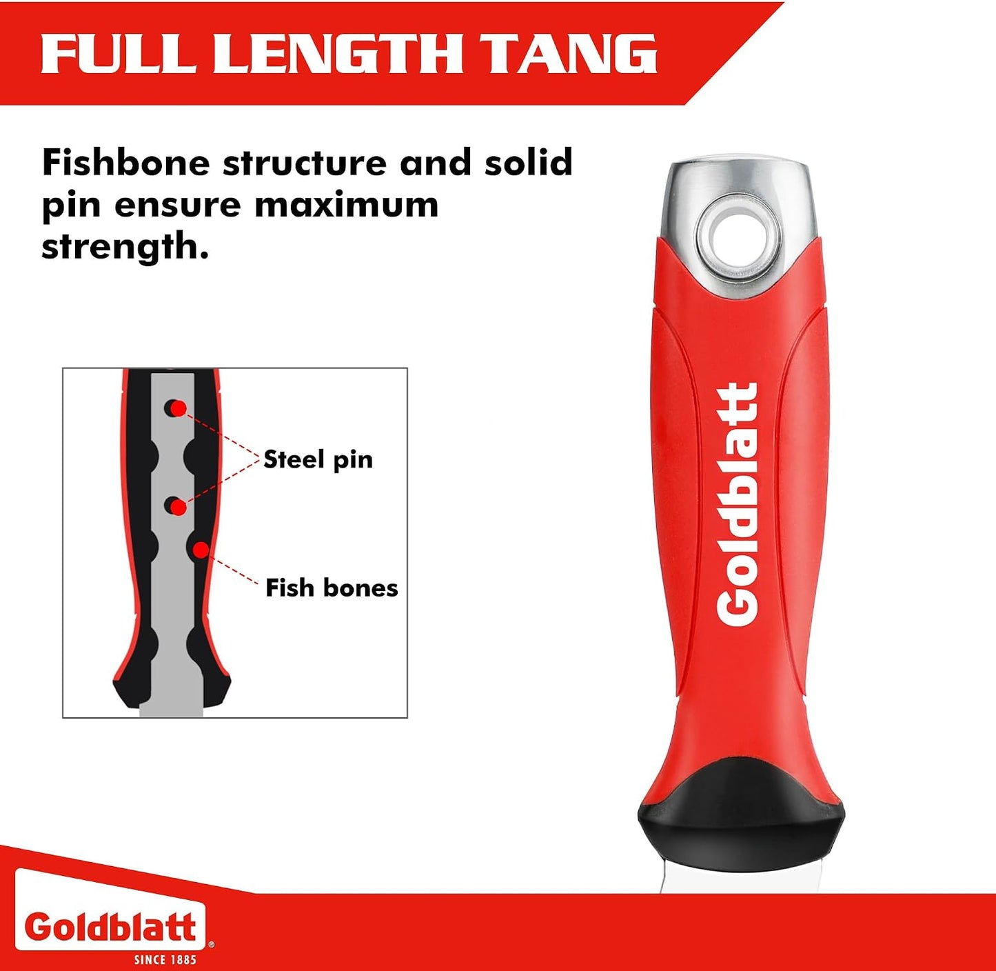 Goldblatt 9-in-1 Paint Scraper Tool, Stainless Steel Putty Knife Scraper | Paint Removal and Surface Cleaning, Paint Roller Cleaner, Wood Filler Spatula, Opener & Hammer End, for Drywall, Wood