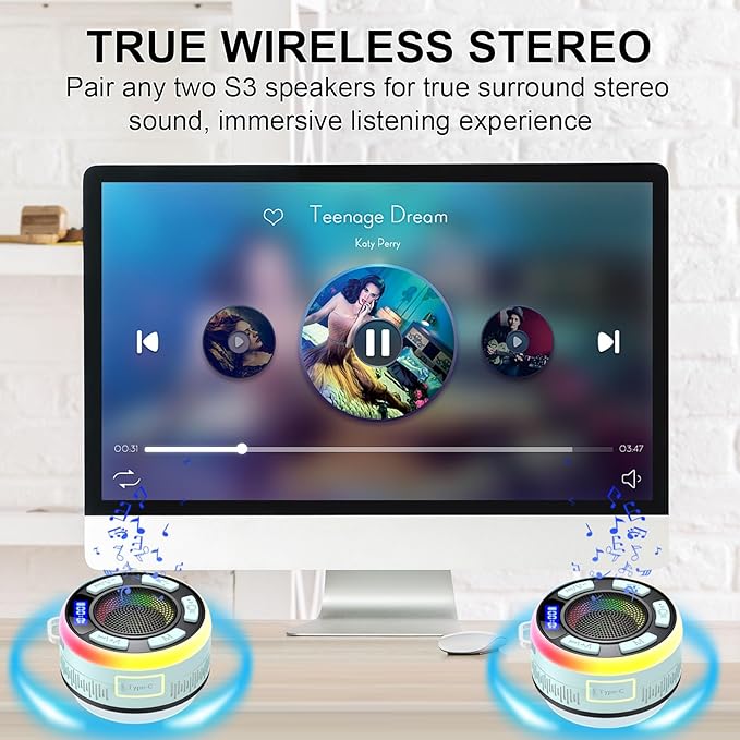 IPX7 Waterproof Shower Bluetooth Speaker, Portable Small Speaker - Image 4
