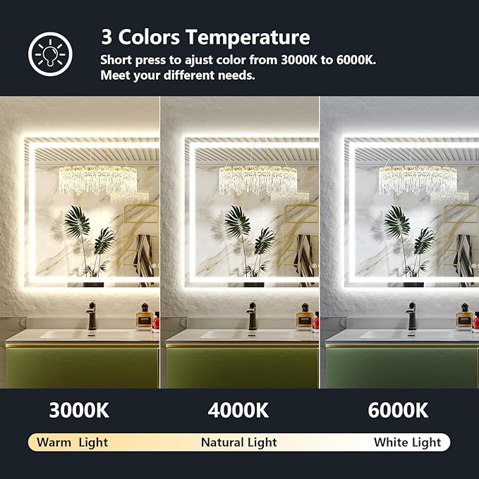 YEELAIT 68x38 Inch LED Bathroom Mirror - Image 4