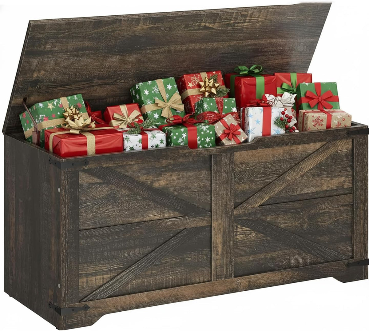dwvo wooden storage bench, farmhouse storage chest, 39.4"l, main product view