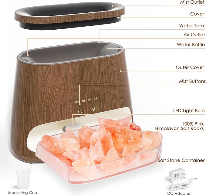 SALKING 2-in-1 Himalayan Salt Lamp Diffuser, Cool Mist Humidifier, Aromatherapy - Image 7