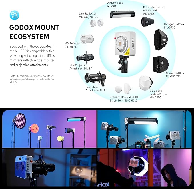Godox ML100R RGB LED Video Light, 110W 1800K-1000K Full Color RGB LED COB - Image 7