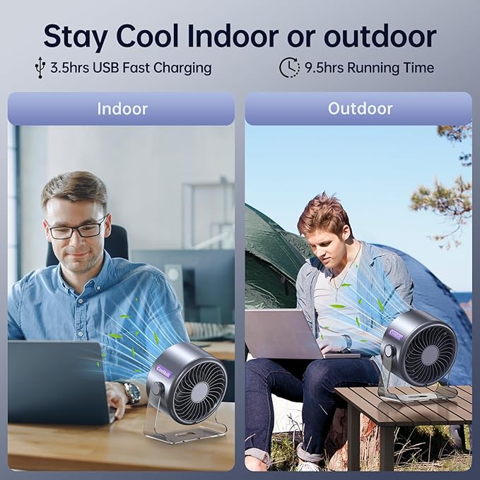 Coolhill USB Desk Fan for Bedroom: 100 Speeds Digital Display Quiet Table Fan - Image 4
