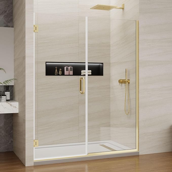 Pivot Swing Shower Door, Adjustable Width 58.9-60" W x 74" H Semi-Frameless by ViivppaiShowerDoors