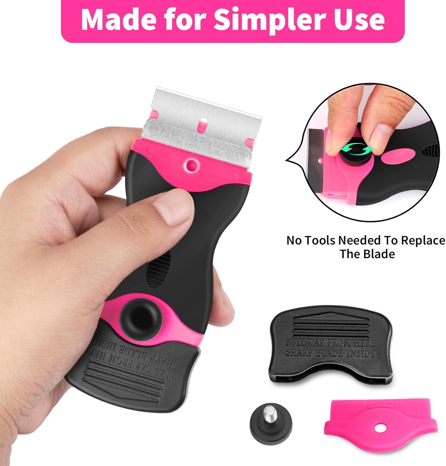 Razor Blade Scraper Tool Kit - 2Pack Razor Scrapers & 40Pcs Extra Blades | Plastic Paint Scraper Tool, Razor Scraper Tool for Glass Top Stove, Scrappers for Cleaning Window, Cooktop, Oven, Floor
