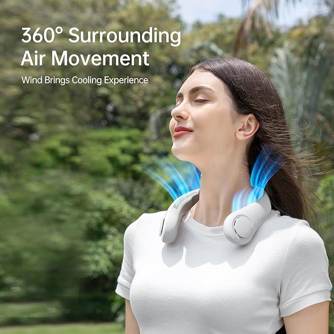 JISULIFE Portable Neck Fan, Hands-Free Bladeless, 5 Speeds, 4000 mAh Battery - Image 4