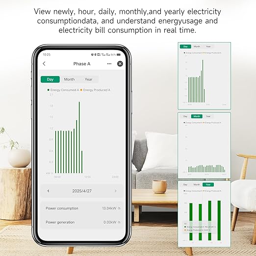 WiFi Energy Monitor with 2 * 500A Clamps, Real-Time Electricity Tracking - Image 5