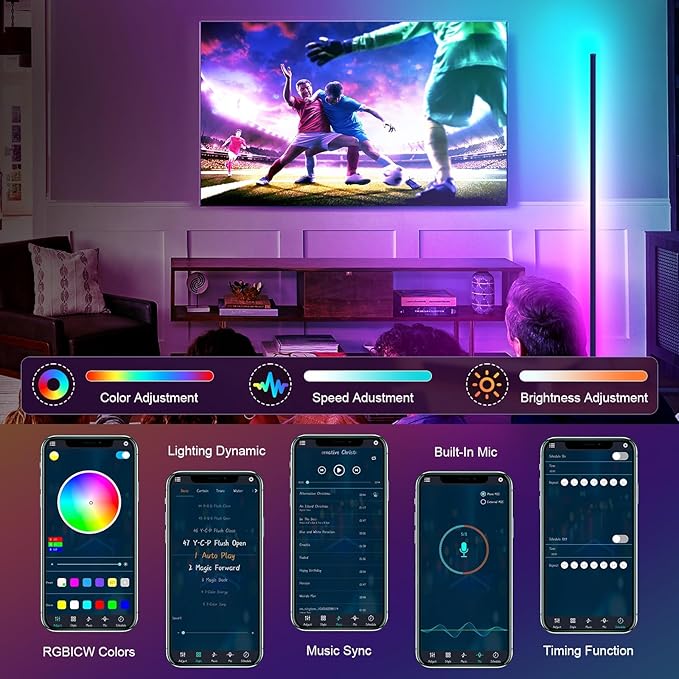Tyute Corner Floor Lamp 2 Pack, LED Lamps - Image 8