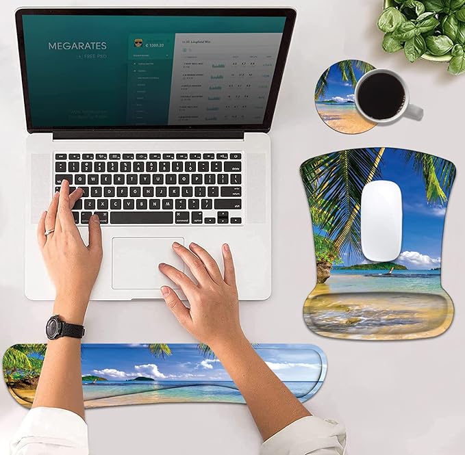 Ergonomic Mouse Pad Wrist Support and Keyboard Wrist Rest Set - Image 4