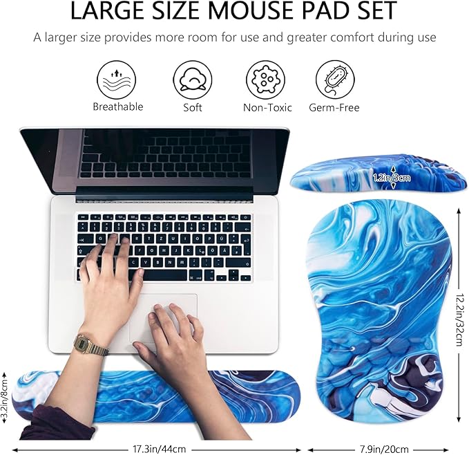 Mouse Pad Wrist Support, Laokiiy 2 in1 Keyboard Wrist Rest+ Ergonomic Mouse Pad - Image 5