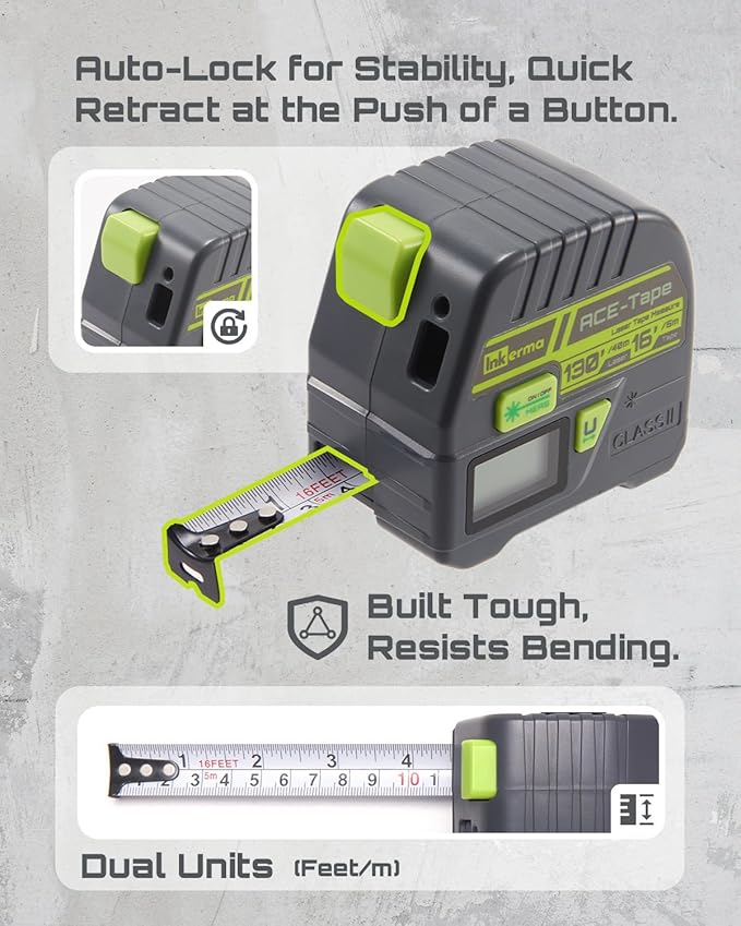 2-in-1 Laser Tape Measure, Inkerma 130Ft/40m Laser Measurement Tool & 16Ft/5m - Image 3