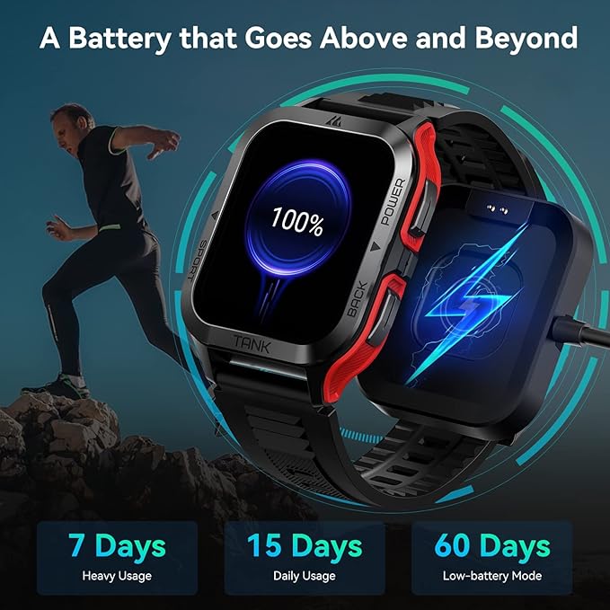 AMAZTIM Smart Watch, 60 Days Extra-Long Battery, 50M Waterproof, Rugged - Image 4