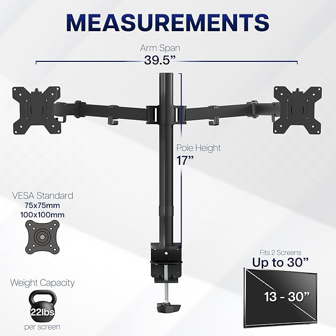VIVO Dual Ultrawide Monitor Desk Mount, Heavy Duty Fully Adjustable Steel Stand - Image 4