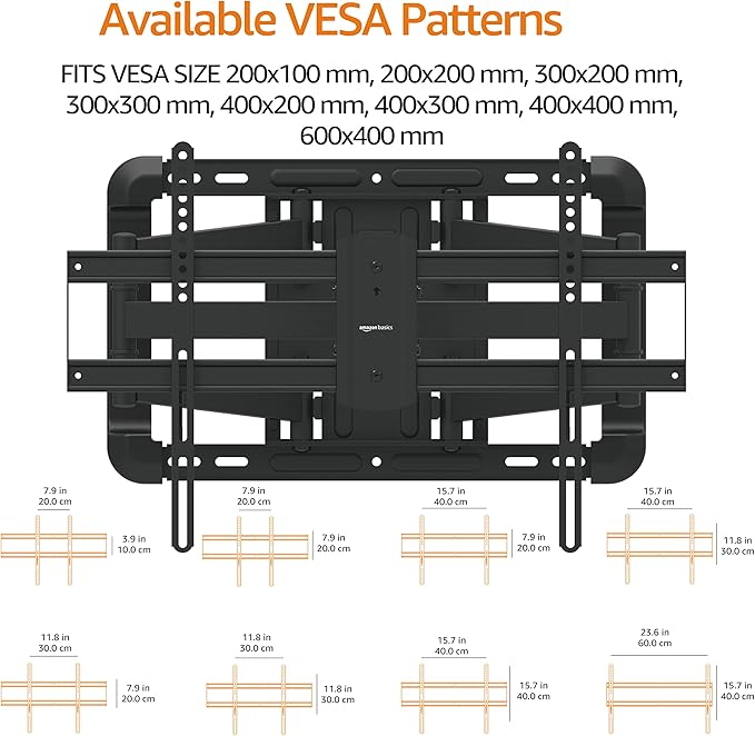 Amazon Basics Heavy Duty Extension Dual Arm, Full Motion Articulating TV Mount - Image 7