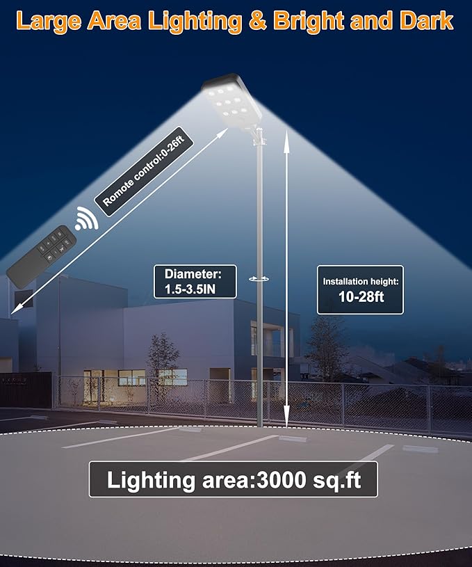 JAYNLT X-10000W Solar Street Lights Outdoor, Ultra-Large 6500K Commercial - Image 4