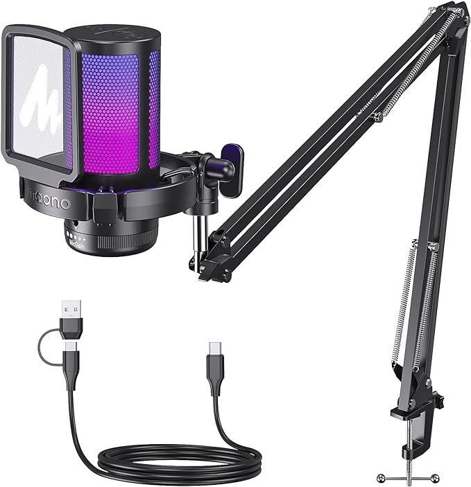 MAONO Gaming USB Microphone, Noise Cancellation Condenser Mic by MAONO