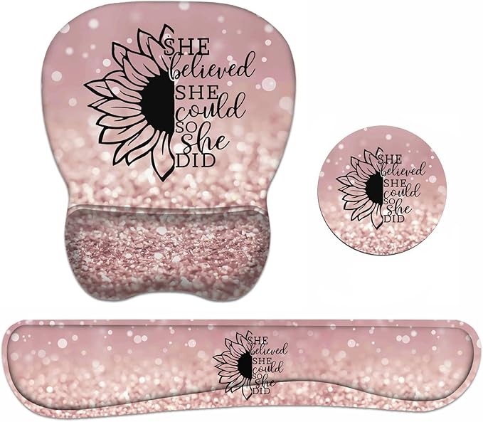 Mouse Pad Wrist Support and Keyboard Wrist Rest Set by Unknown