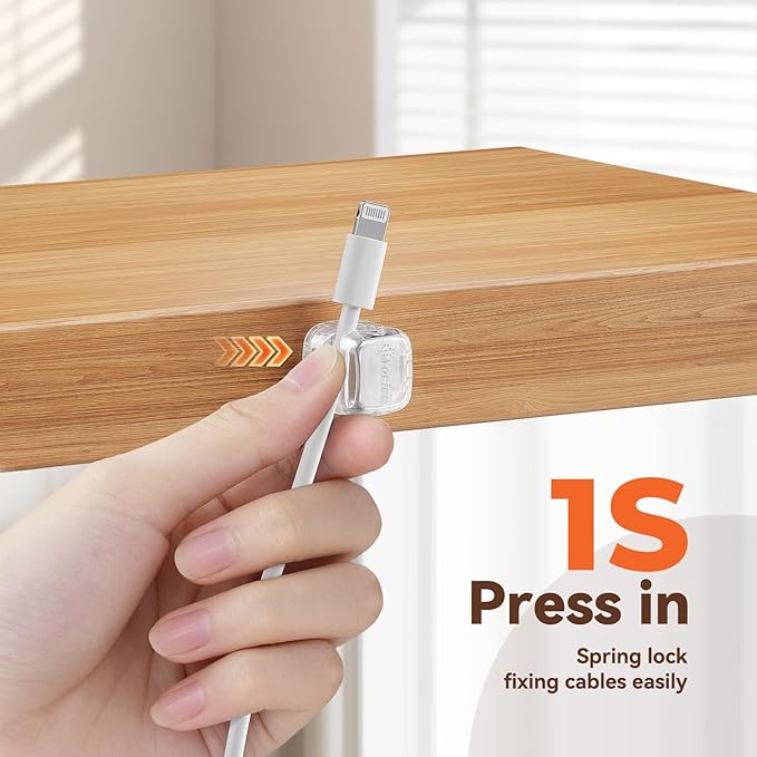Yocice 12Pack Rotatable Cord Organizer, Spring Cable Clips Desk Cable - Image 5