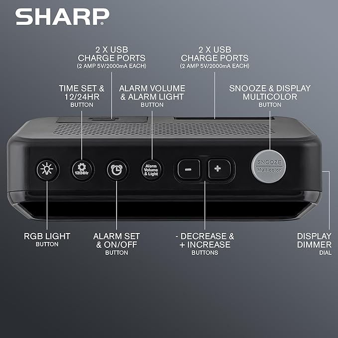 Sharp LED Digital Clock for Bedroom, Super Loud Alarm Clock for Heavy Sleepers - Image 5