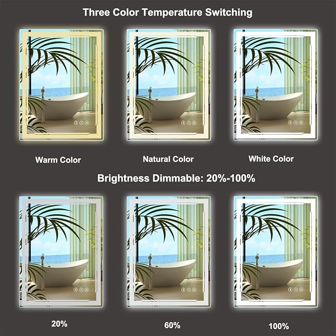 24''X32'' LED Bathroom Mirror - Image 3